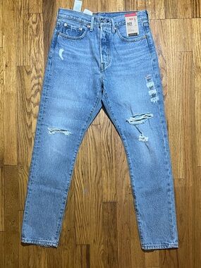 Levi's 501 Women's Jeans 28 Blue Medium Wash Denim Skinny High Rise Distressed